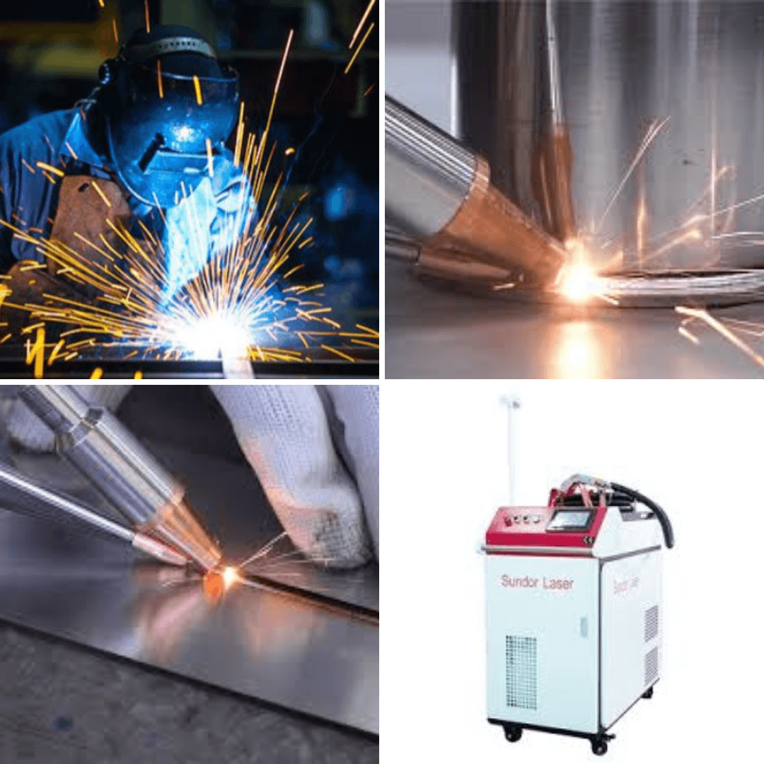 Welding technologies showcasing manual welding, laser welding, precision seam welding, and advanced welding equipment.